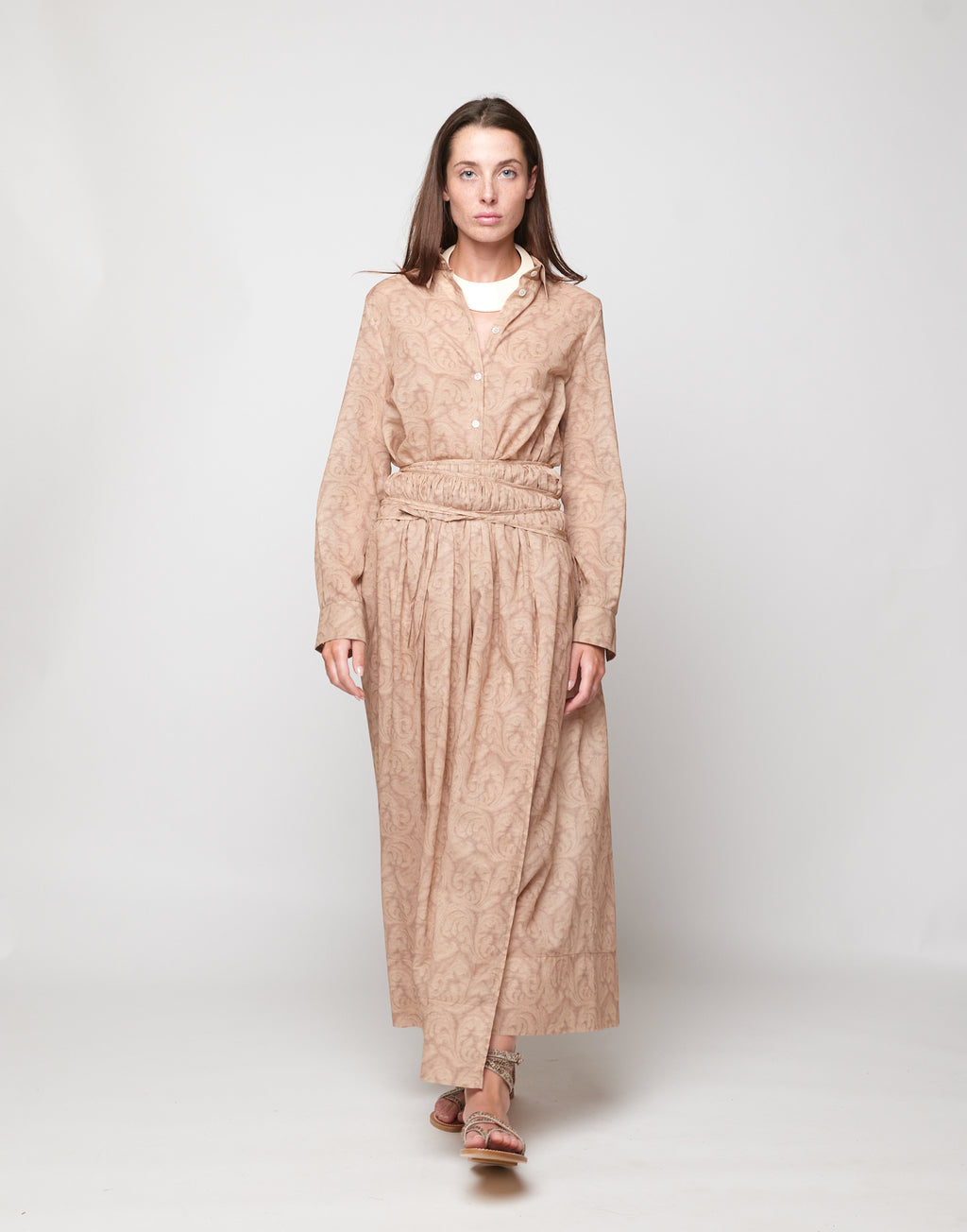 Gonna Pareo in Mussola Stampa Cashmere Corda