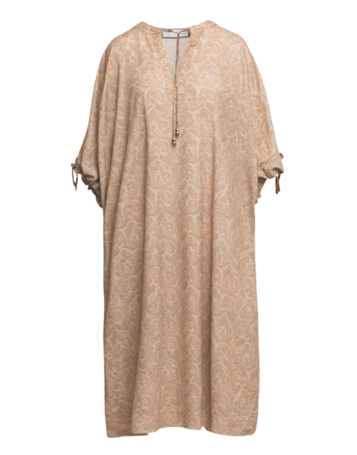 Kaftan Kimono en Mousseline Imprimé Cachemire Ficelle