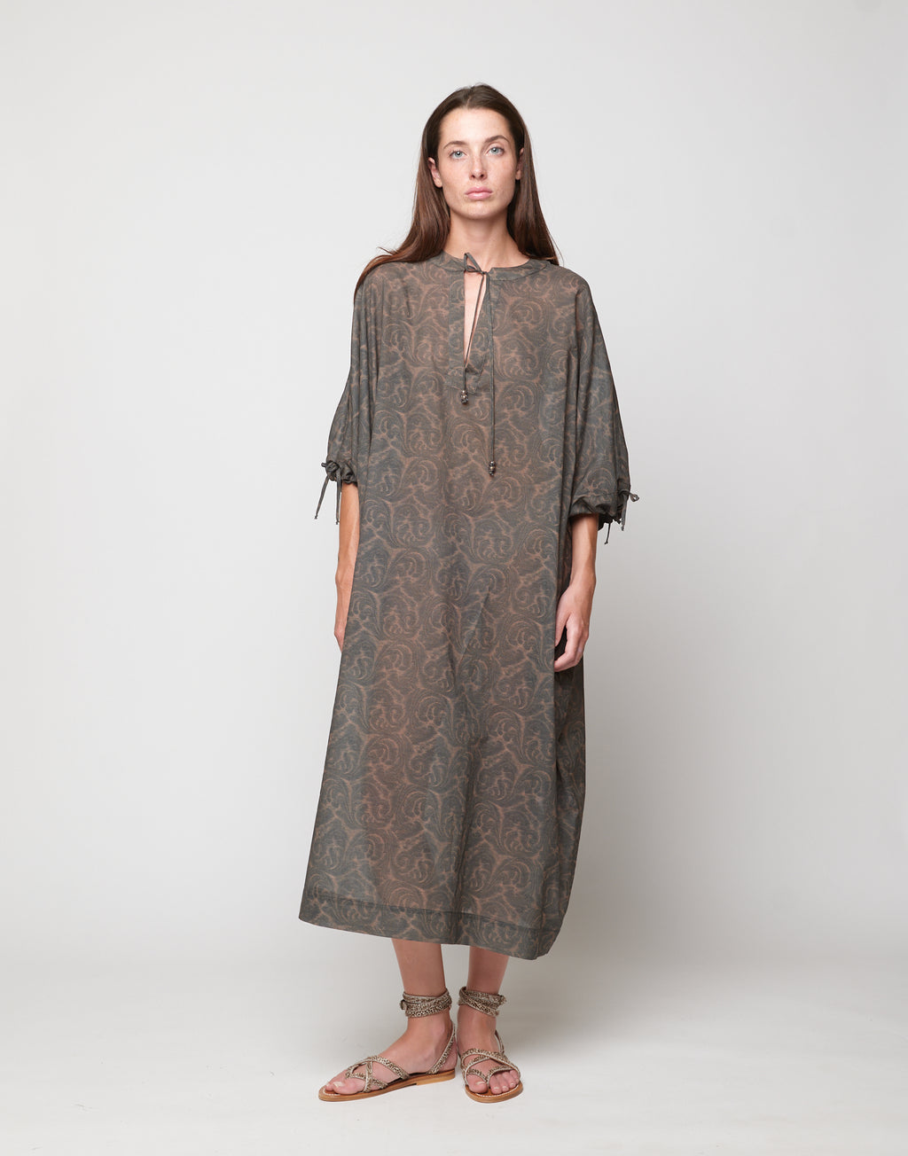 Caftano Kimono in Mussola Stampa Cashmere Ghisa
