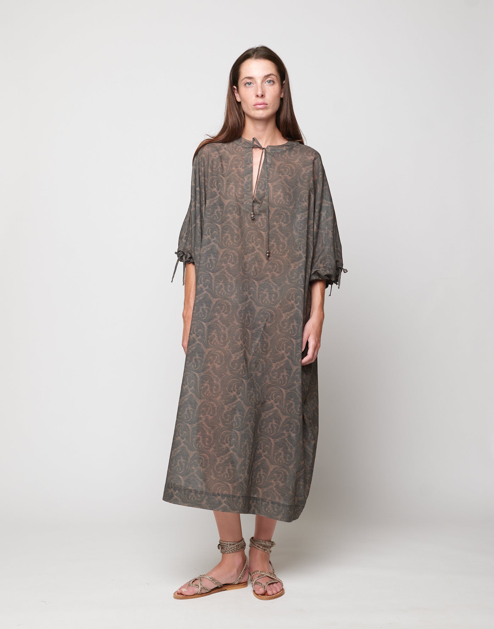 Caftano Kimono in Mussola Stampa Cashmere Ghisa