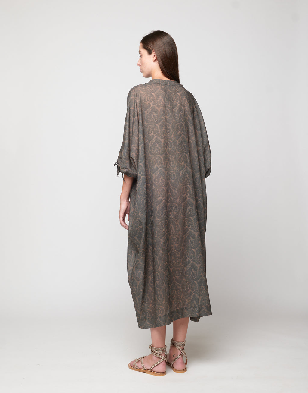 Caftano Kimono in Mussola Stampa Cashmere Ghisa