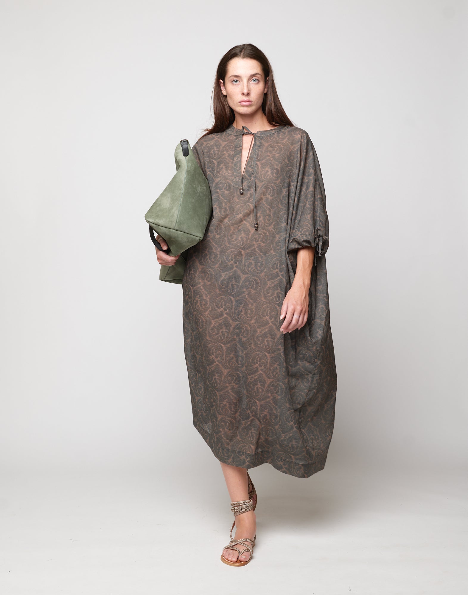 Caftano Kimono in Mussola Stampa Cashmere Ghisa