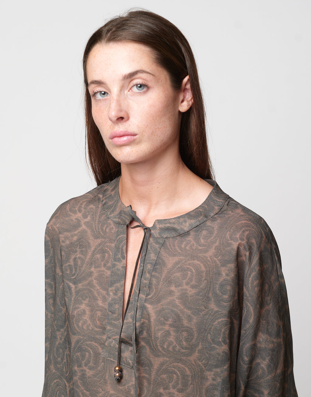 Caftano Kimono in Mussola Stampa Cashmere Ghisa