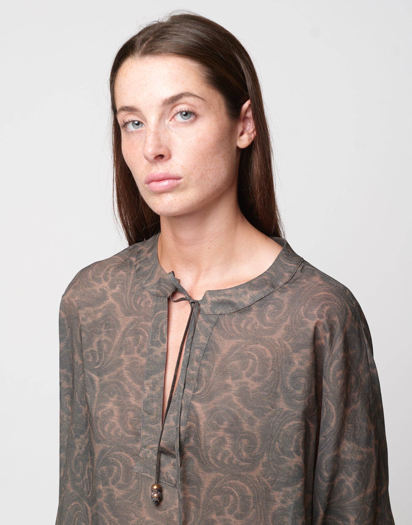 Caftano Kimono in Mussola Stampa Cashmere Ghisa