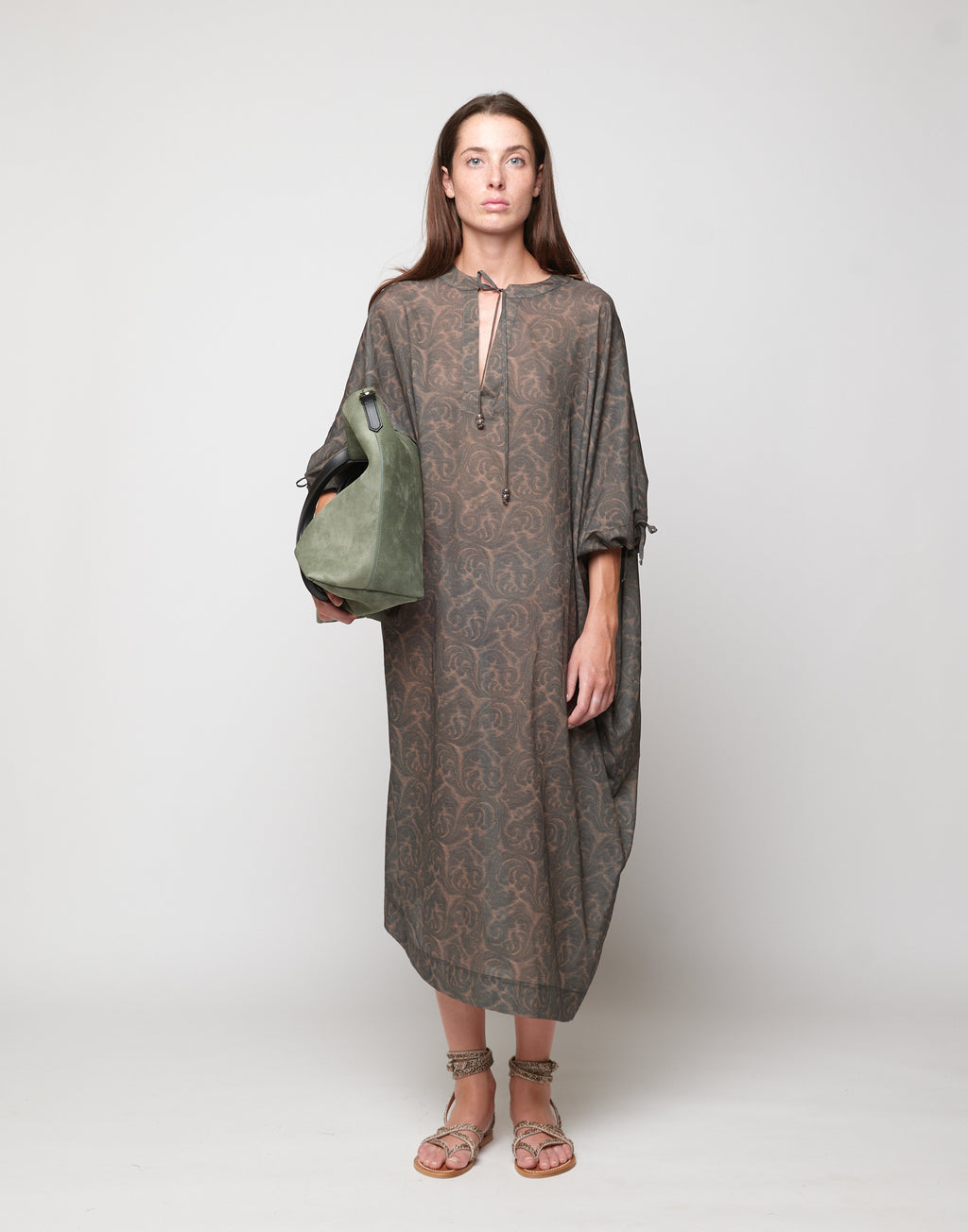 Caftano Kimono in Mussola Stampa Cashmere Ghisa