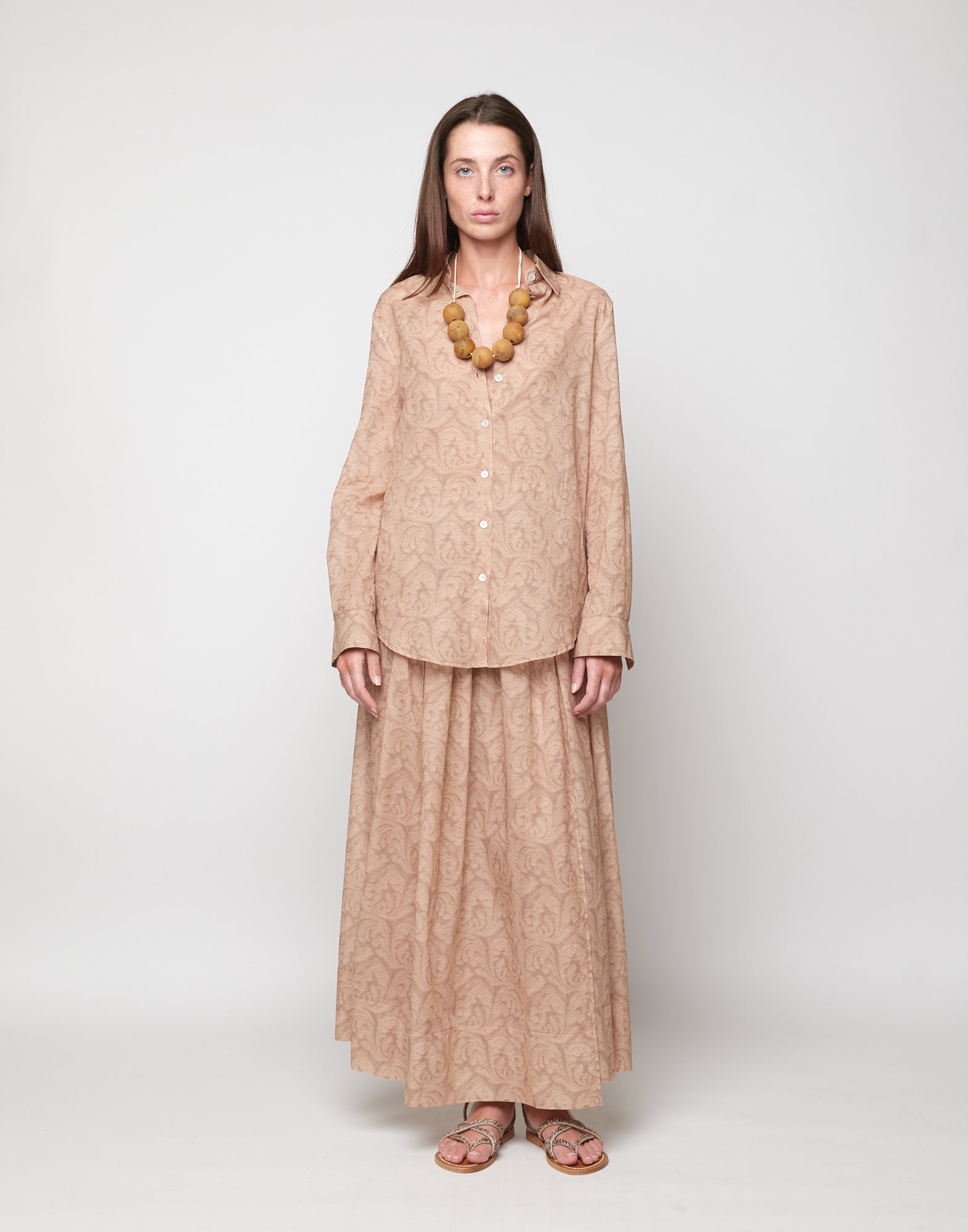 Camicia a Uomo in Mussola Stampa Cashmere Corda