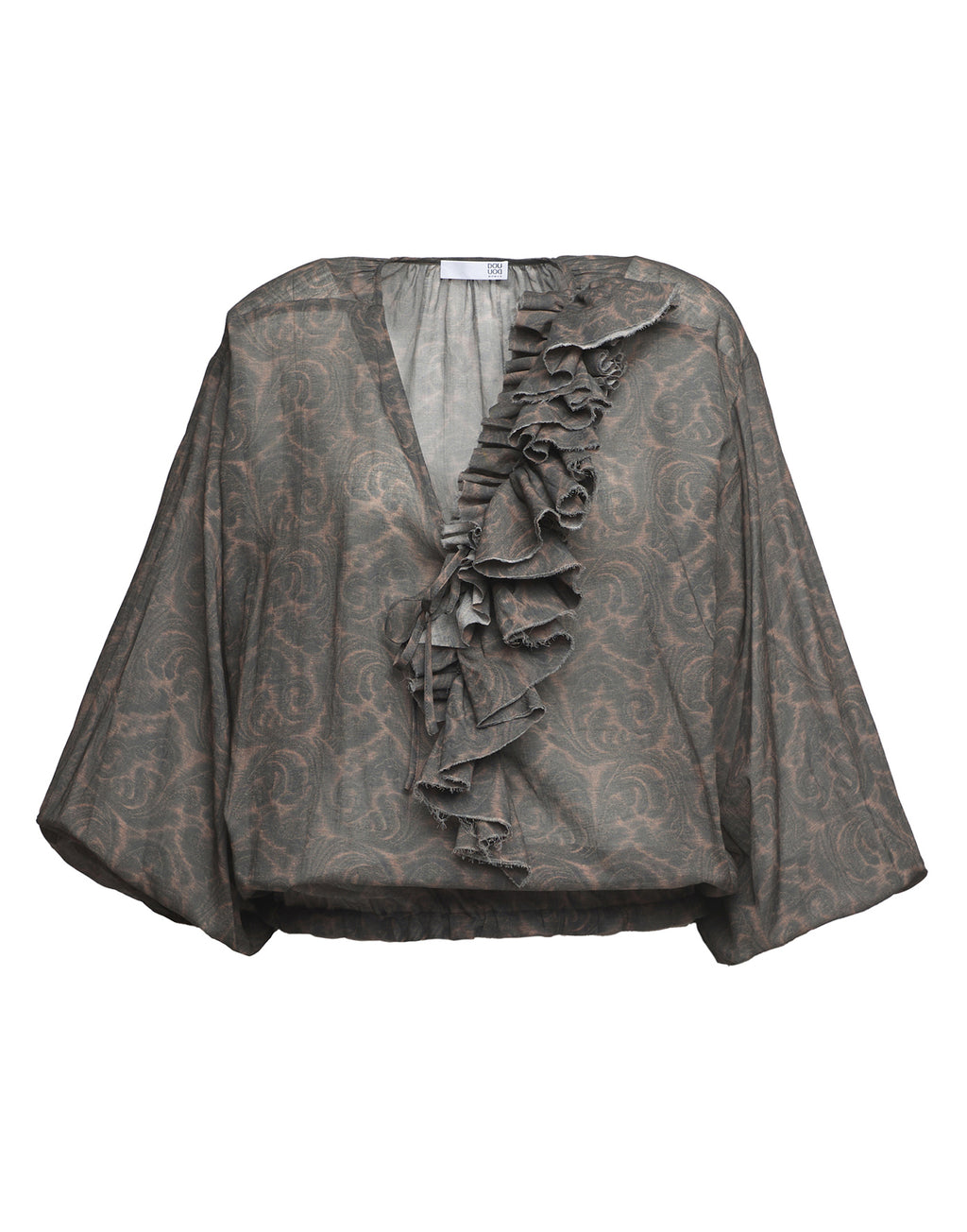 Blusa Ampia in Mussola di Cotone Stampa Cashmere Ghisa