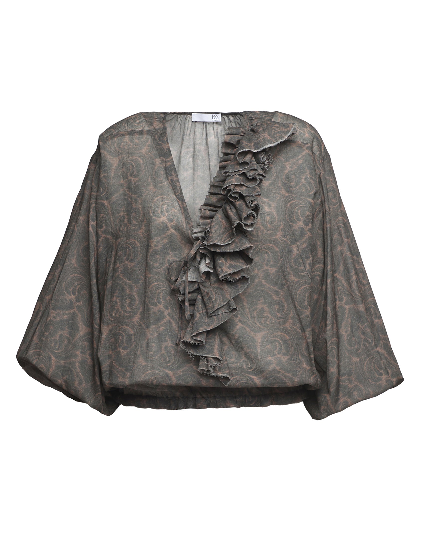 Blusa Ampia in Mussola di Cotone Stampa Cashmere Ghisa