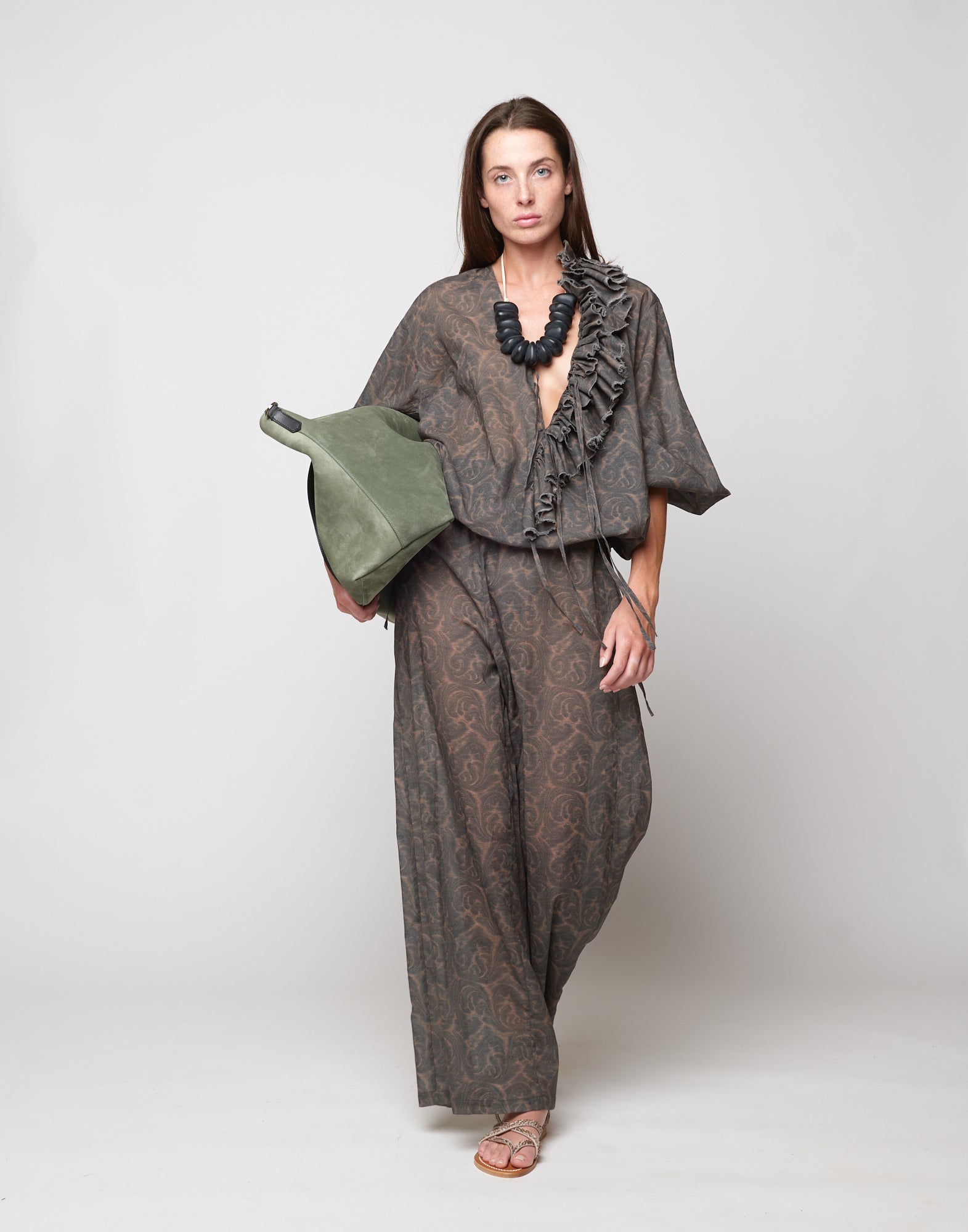 Blusa Ampia in Mussola di Cotone Stampa Cashmere Ghisa