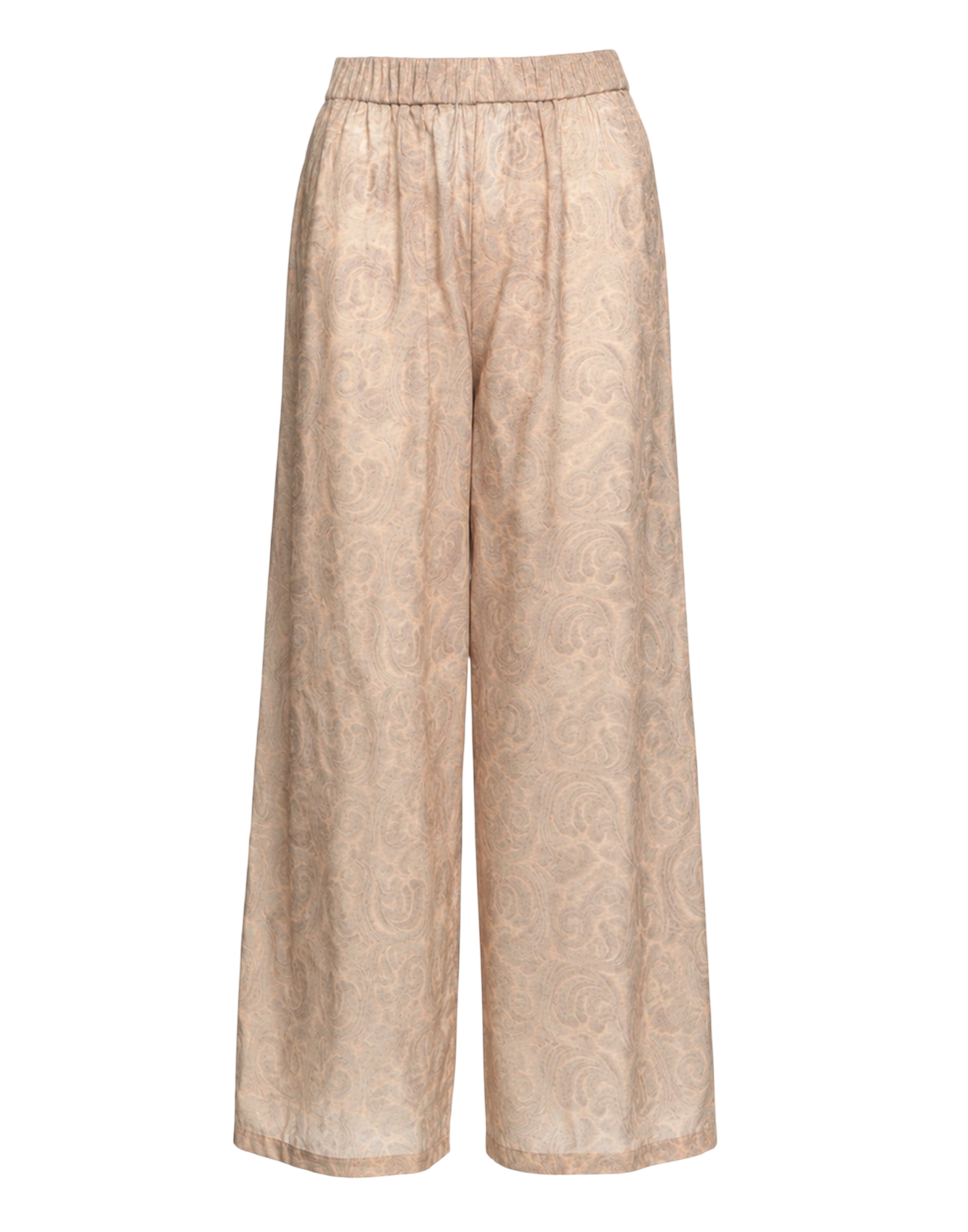 Pantaloni Wide-Leg in Mussola di Cotone Stampa Cashmere Corda