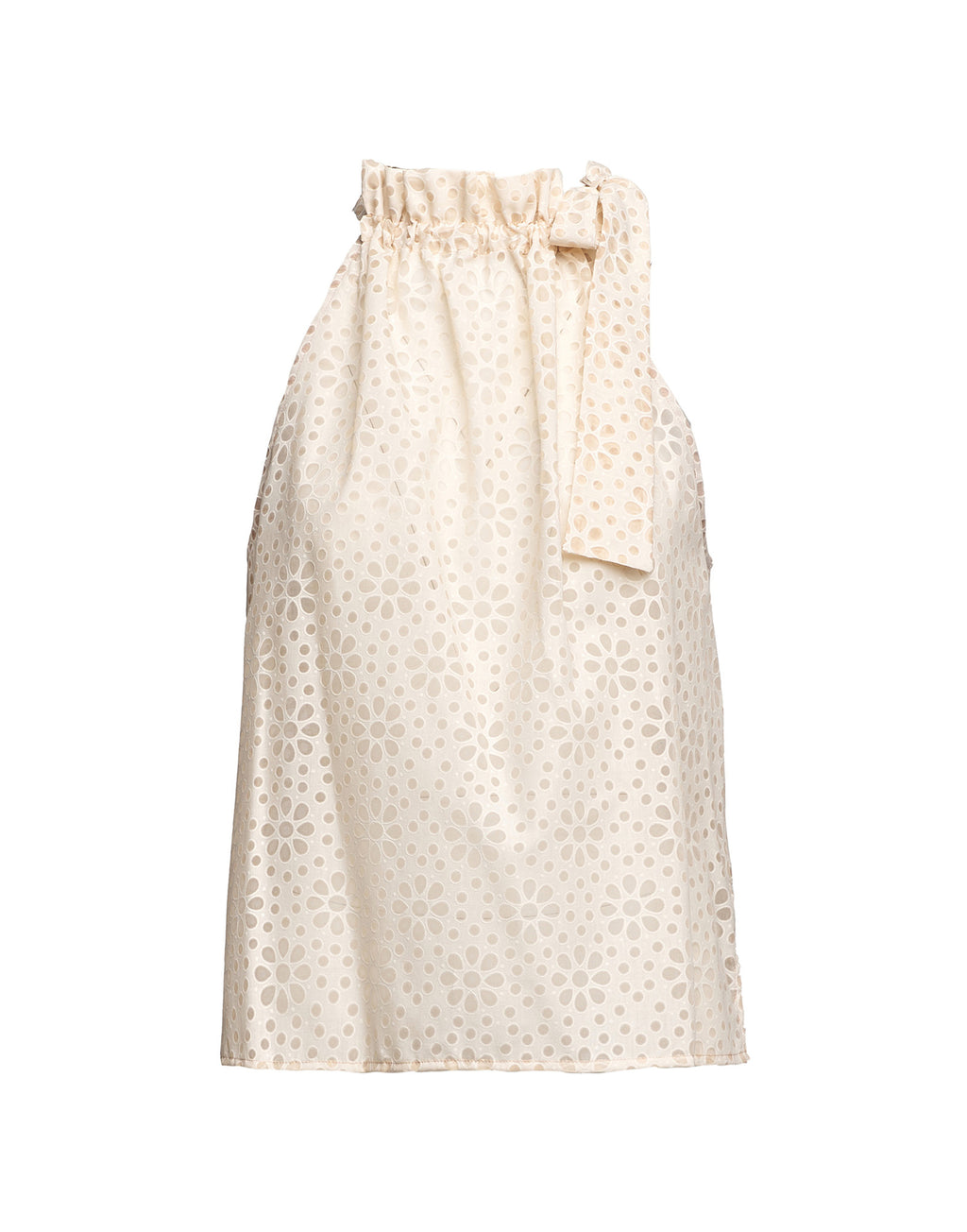 Top Halter Arricciato con Nastro in Daisy Devorè Cipria