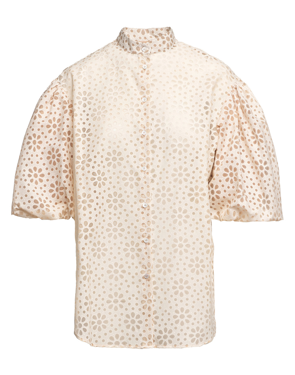 Camicia Coreana con Manica Baloon in Daisy Devorè Cipria