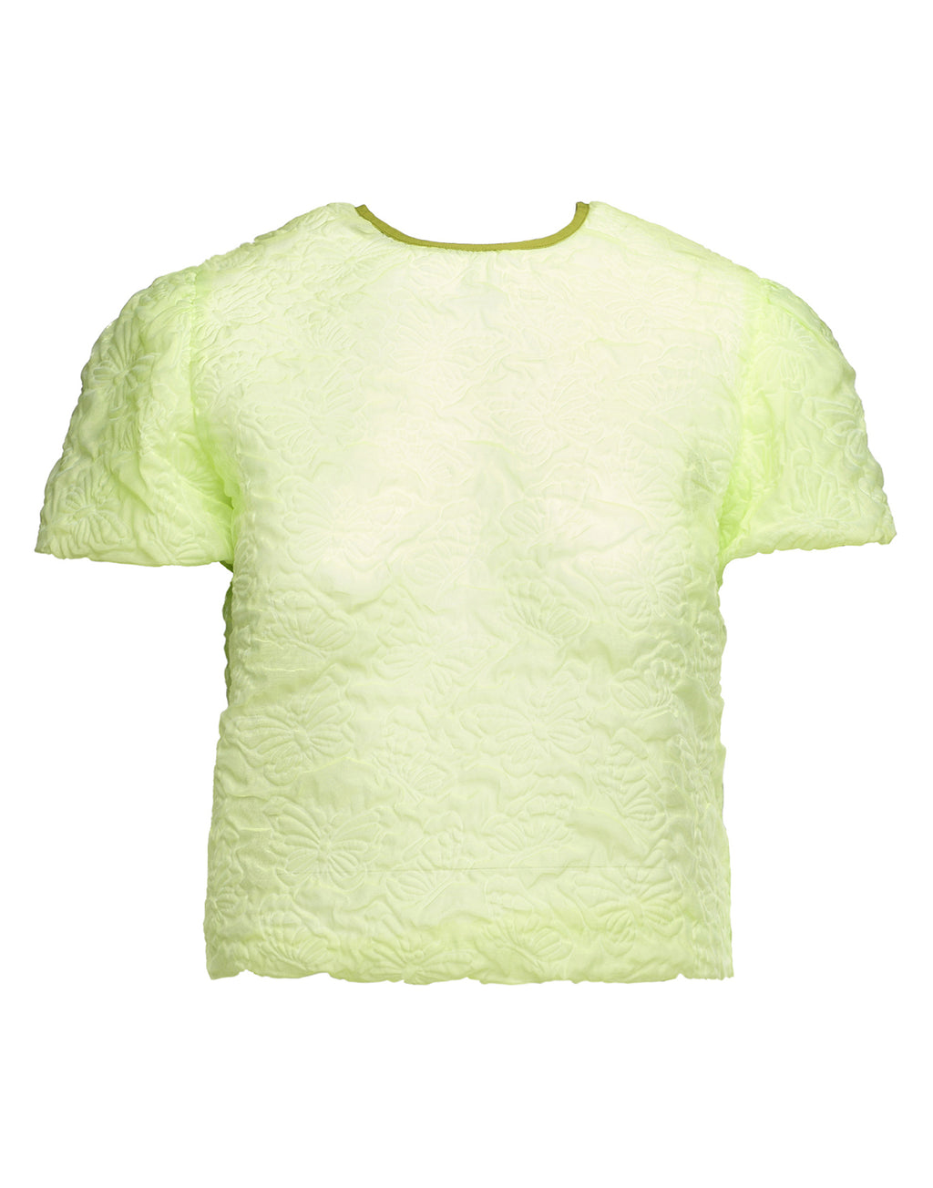 Blusa con manica Baloon in Butterfly Cloqué Lime