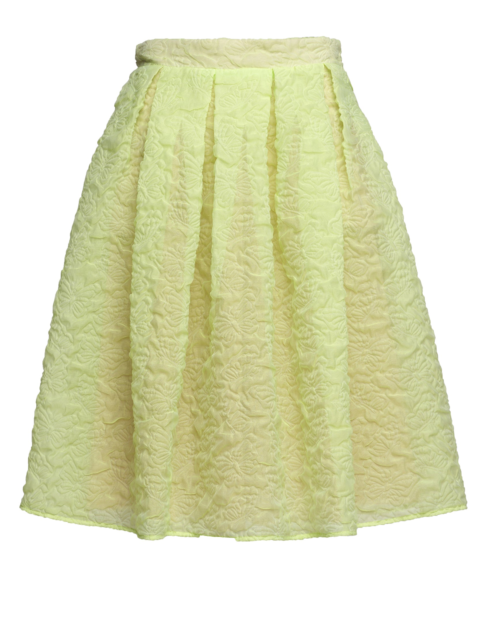 Gonna Midi in Butterfly Cloqué Lime