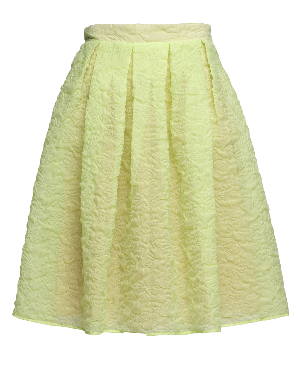 Lime Butterfly Cloqué Midi Skirt