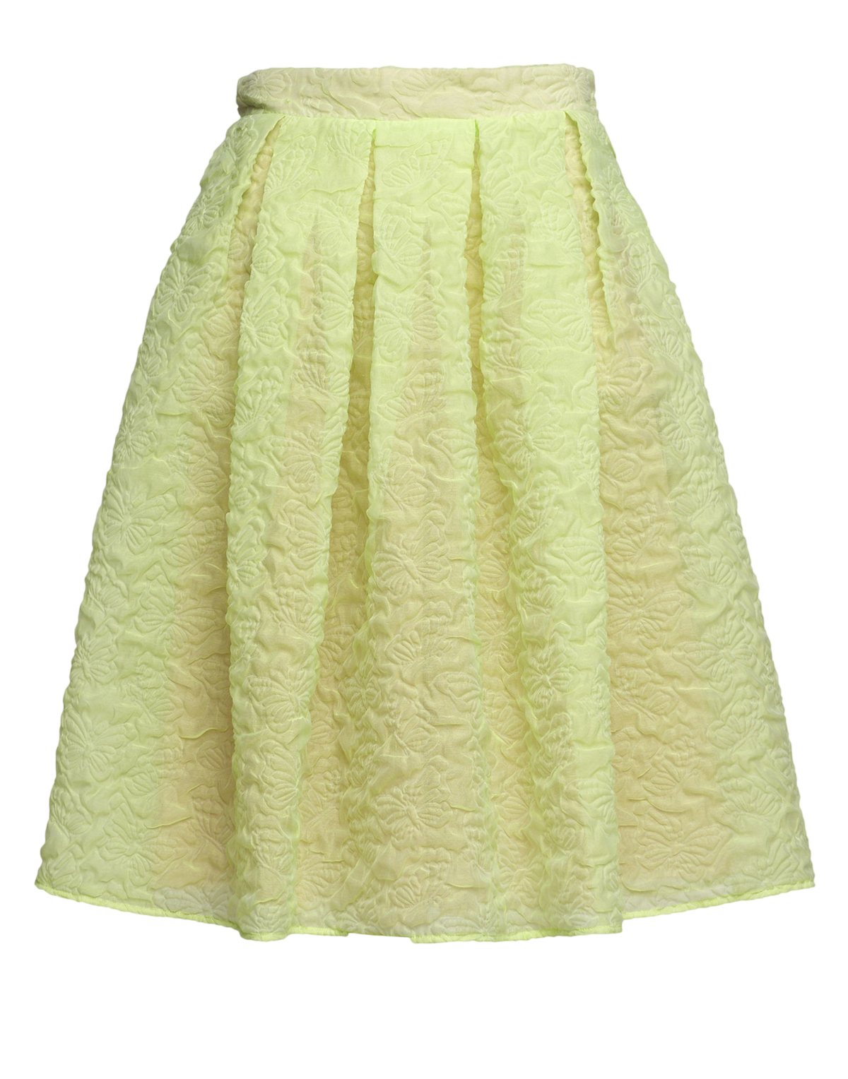 Lime Butterfly Cloqué Midi Skirt