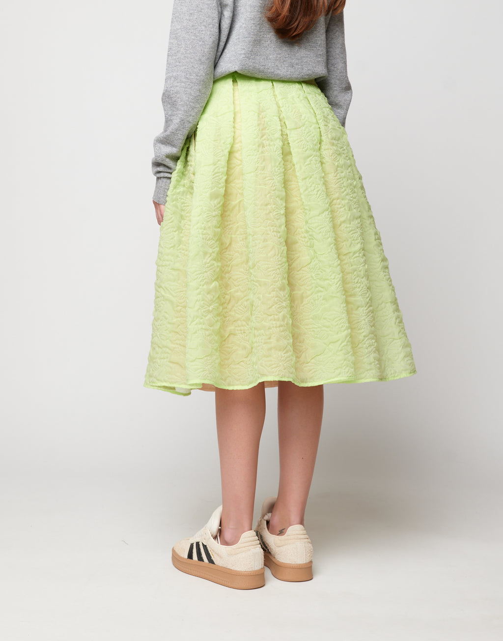 Gonna Midi in Butterfly Cloqué Lime