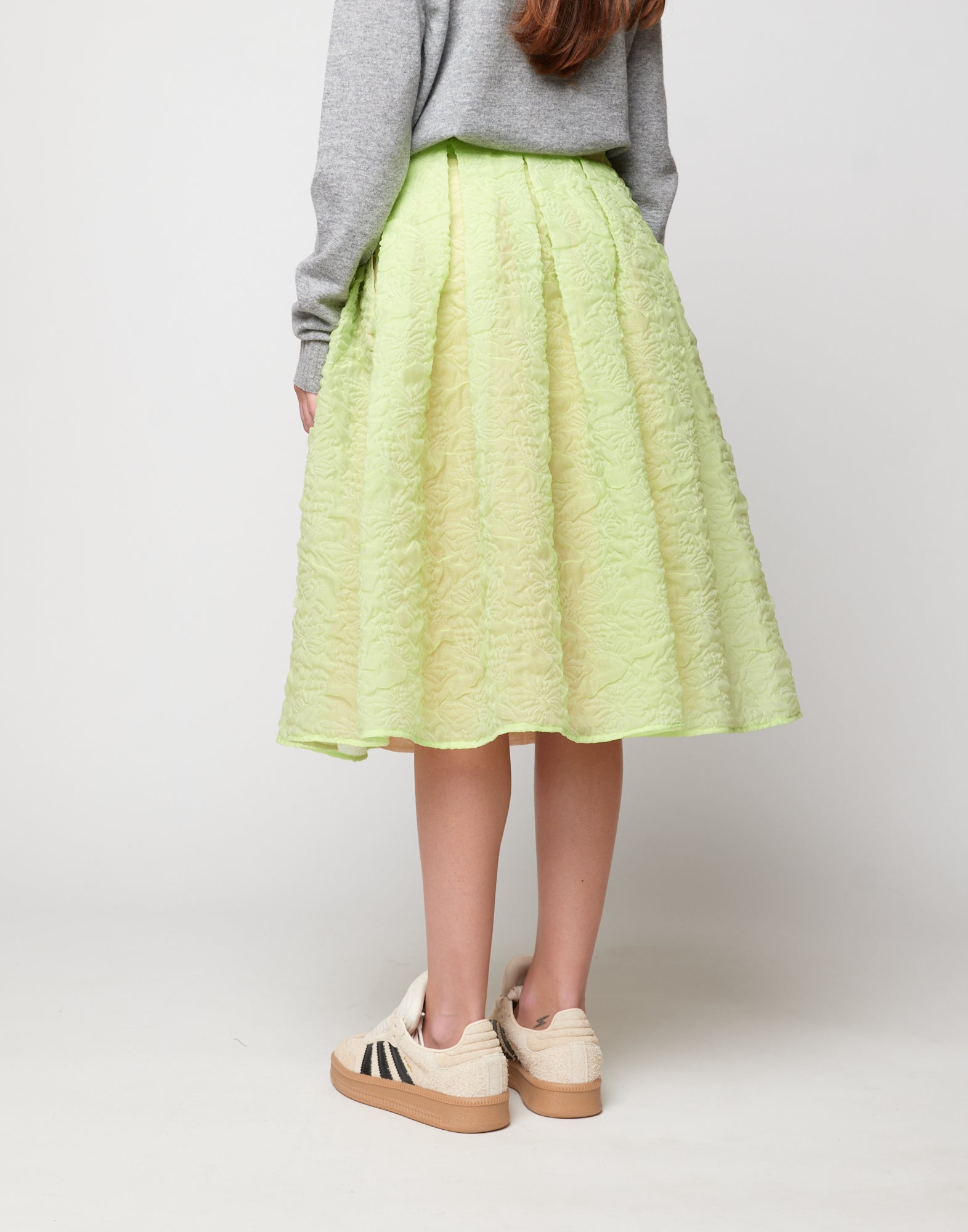 Gonna Midi in Butterfly Cloqué Lime