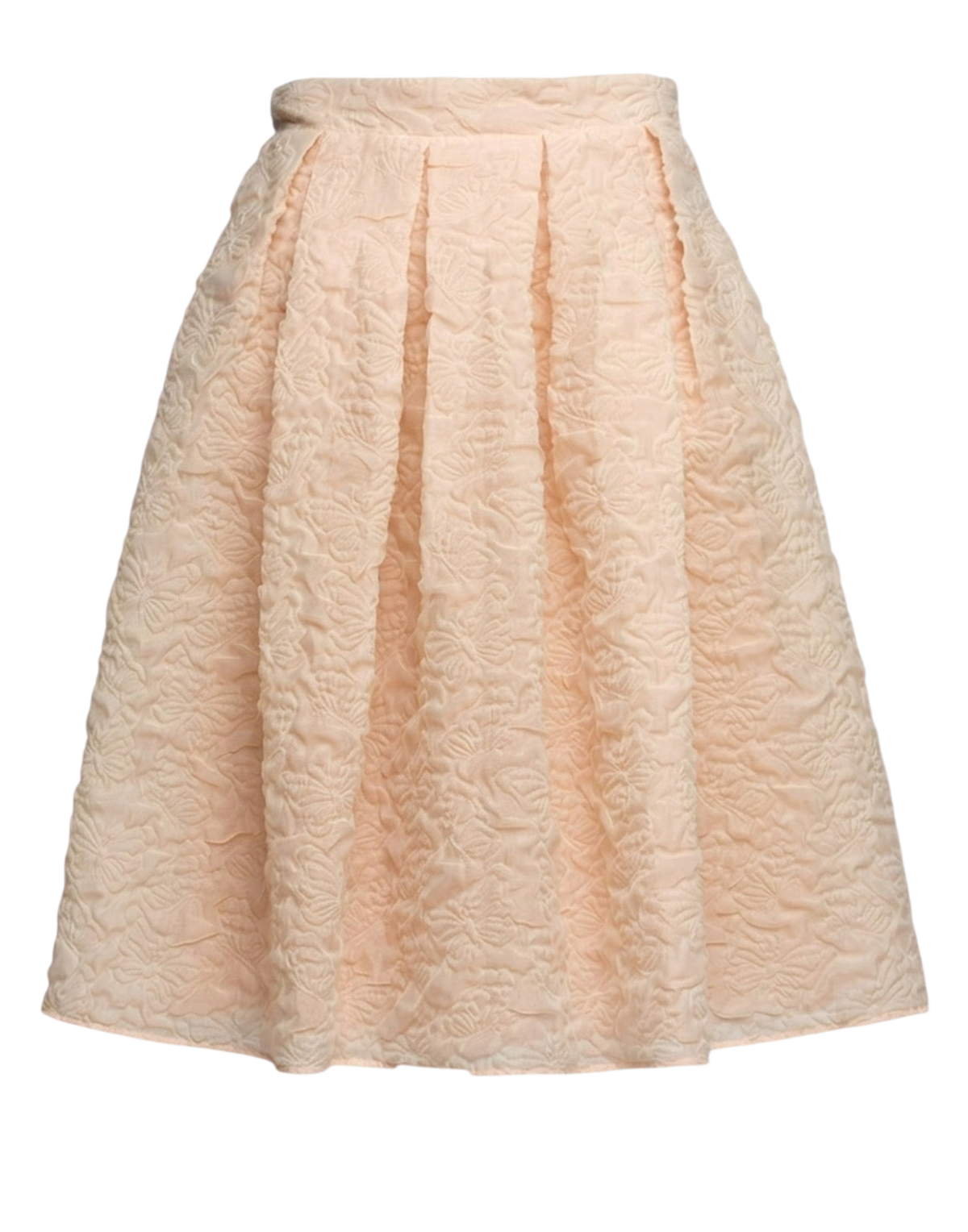 Jupe midi en cloqué papillon abricot