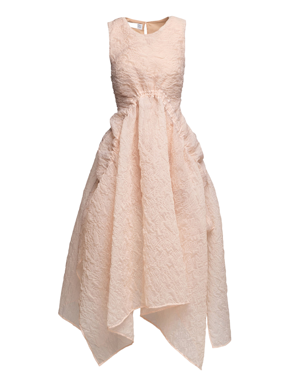 Robe arrondie en cloqué papillon abricot