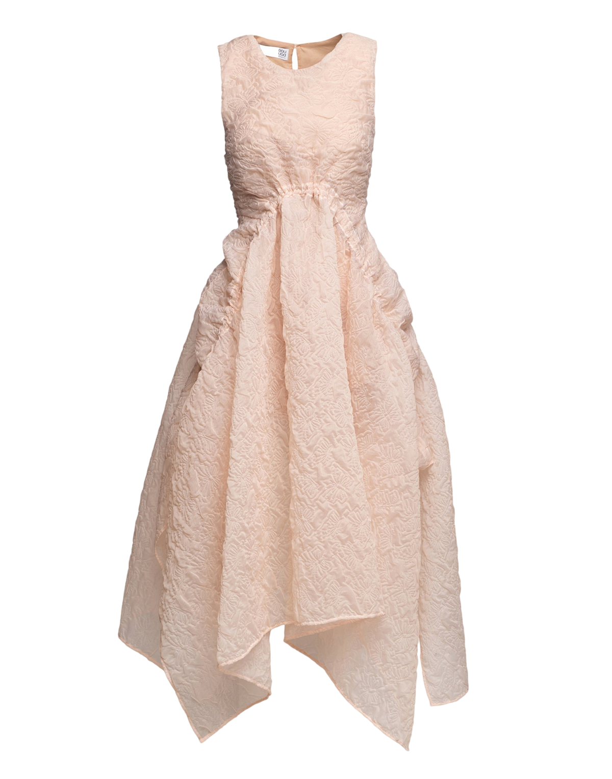 Rounded Dress in Apricot Butterfly Cloqué