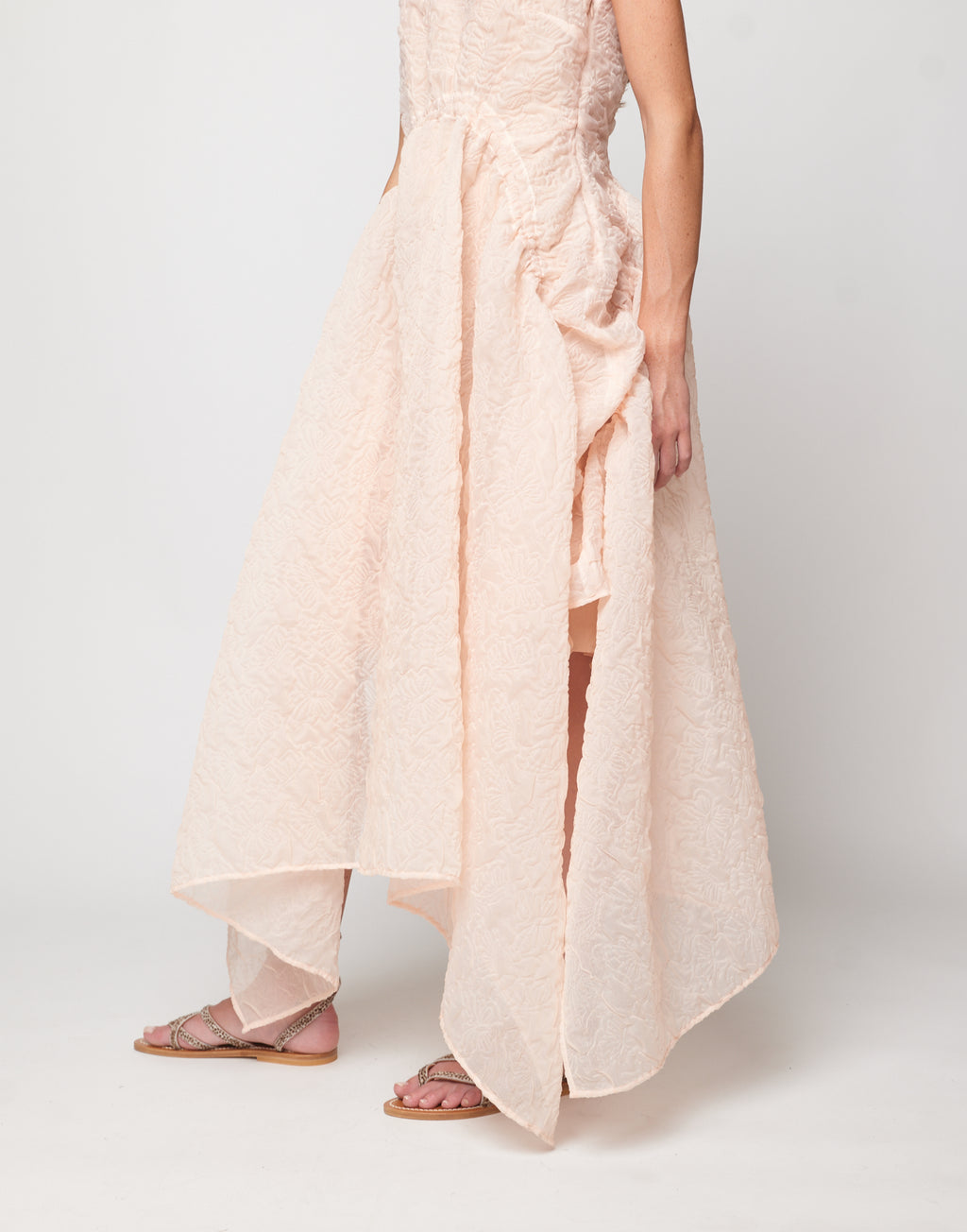 Abito Stondato in Butterfly Cloqué Apricot