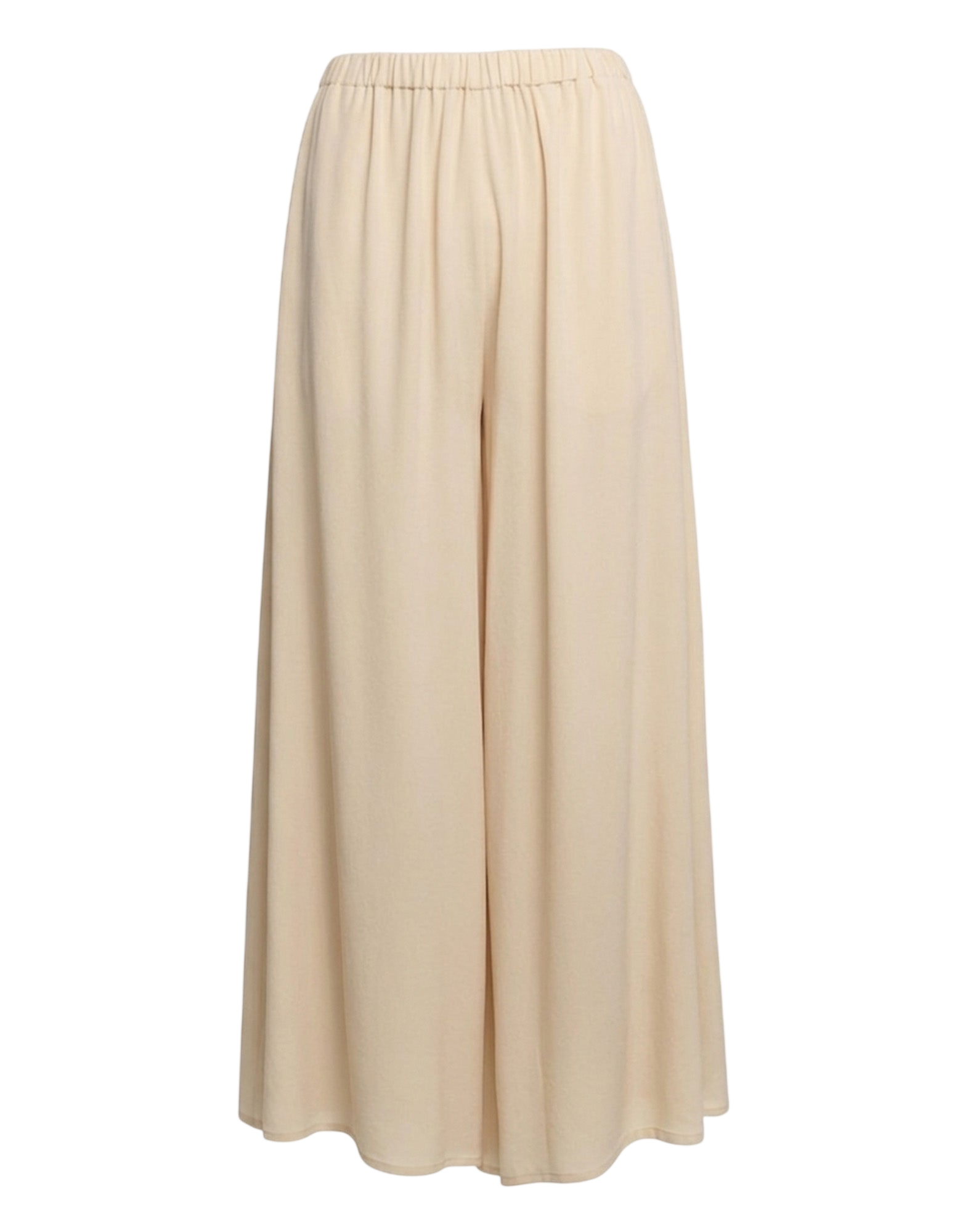 Pantaloni Wide-Leg in Crepe de Chine Sabbia