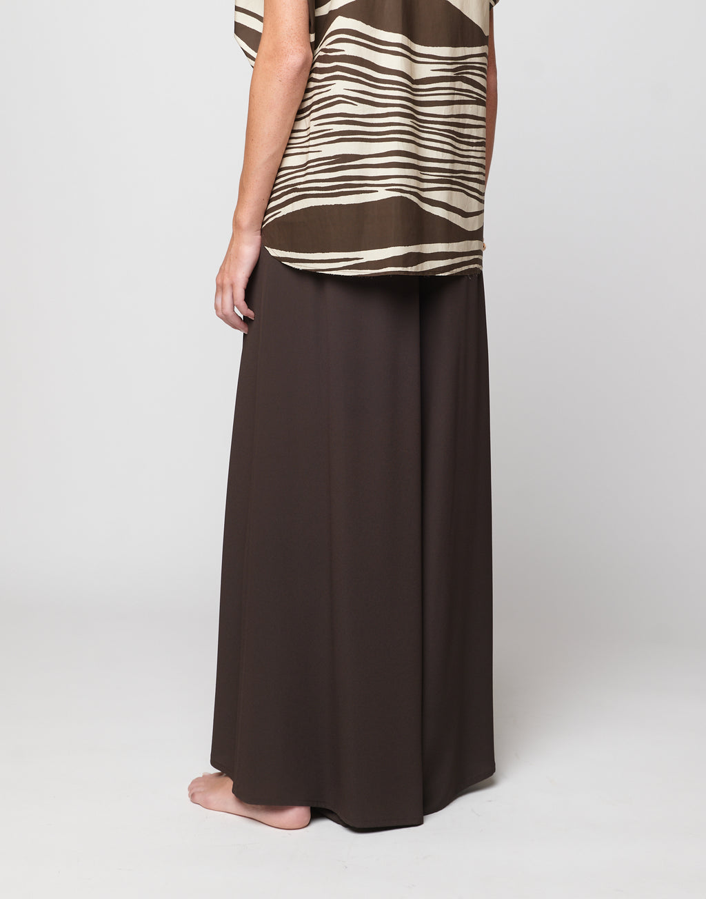 Pantaloni Wide-Leg in Crepe de Chine Ciocco