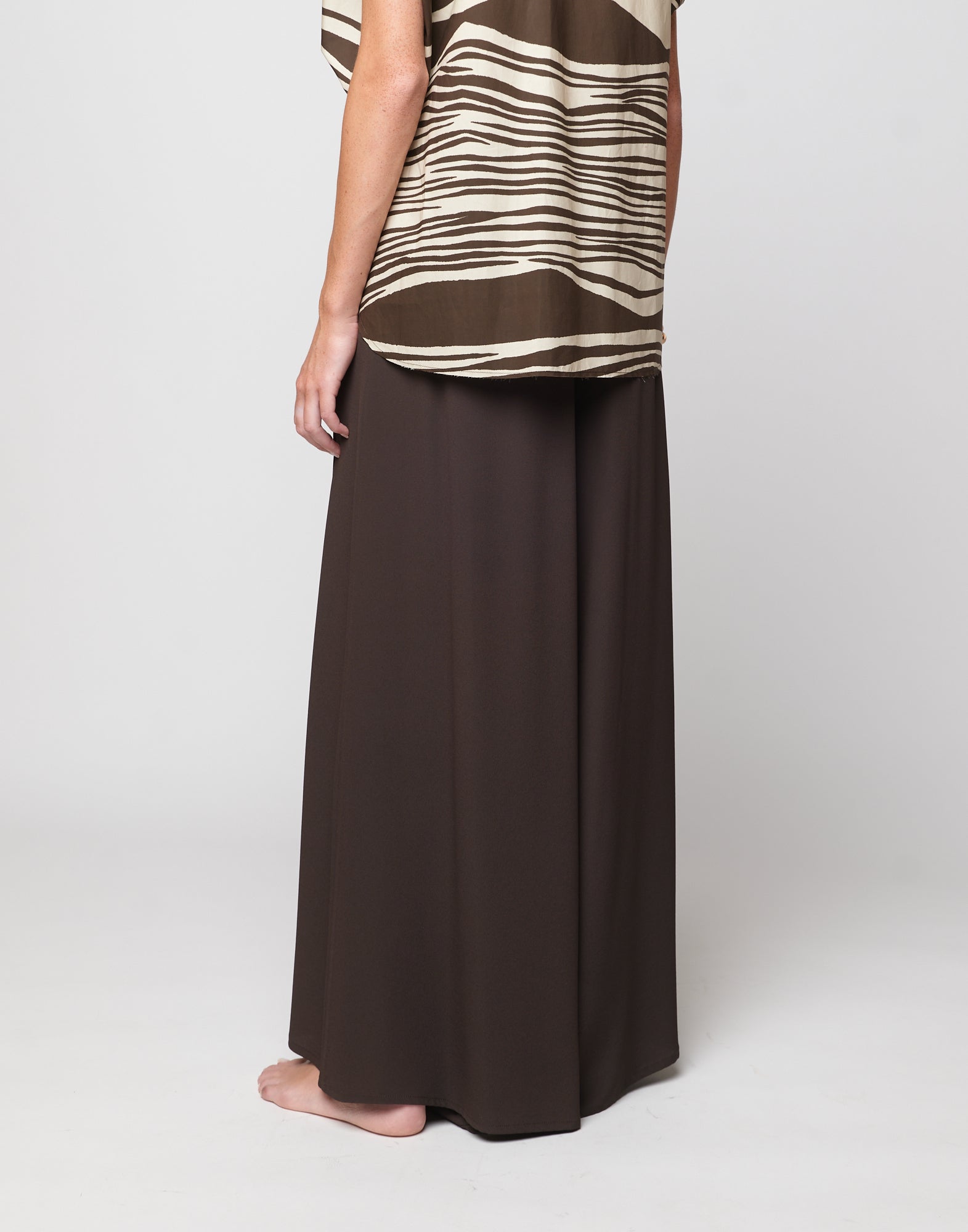 Pantaloni Wide-Leg in Crepe de Chine Ciocco
