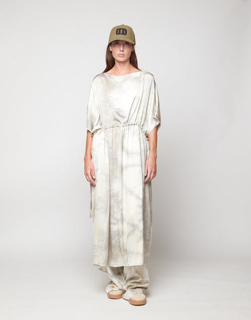 Abito a Sacchetto in Viscosa Tie-Dye Pomice