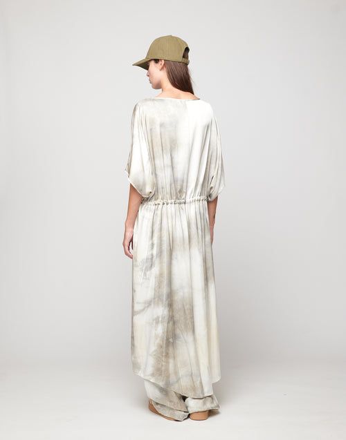 Abito a Sacchetto in Viscosa Tie-Dye Pomice