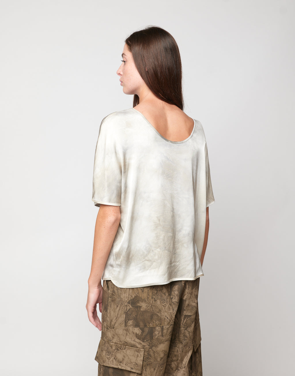 Blusa Kimono in Viscosa Tie-Dye Pomice