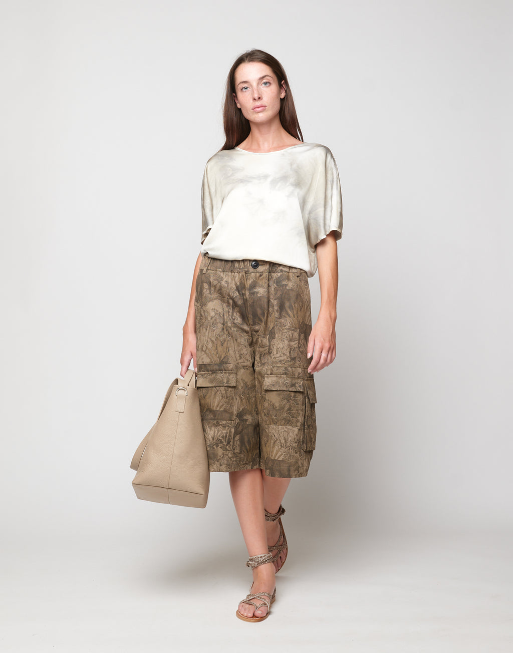 Blusa Kimono in Viscosa Tie-Dye Pomice