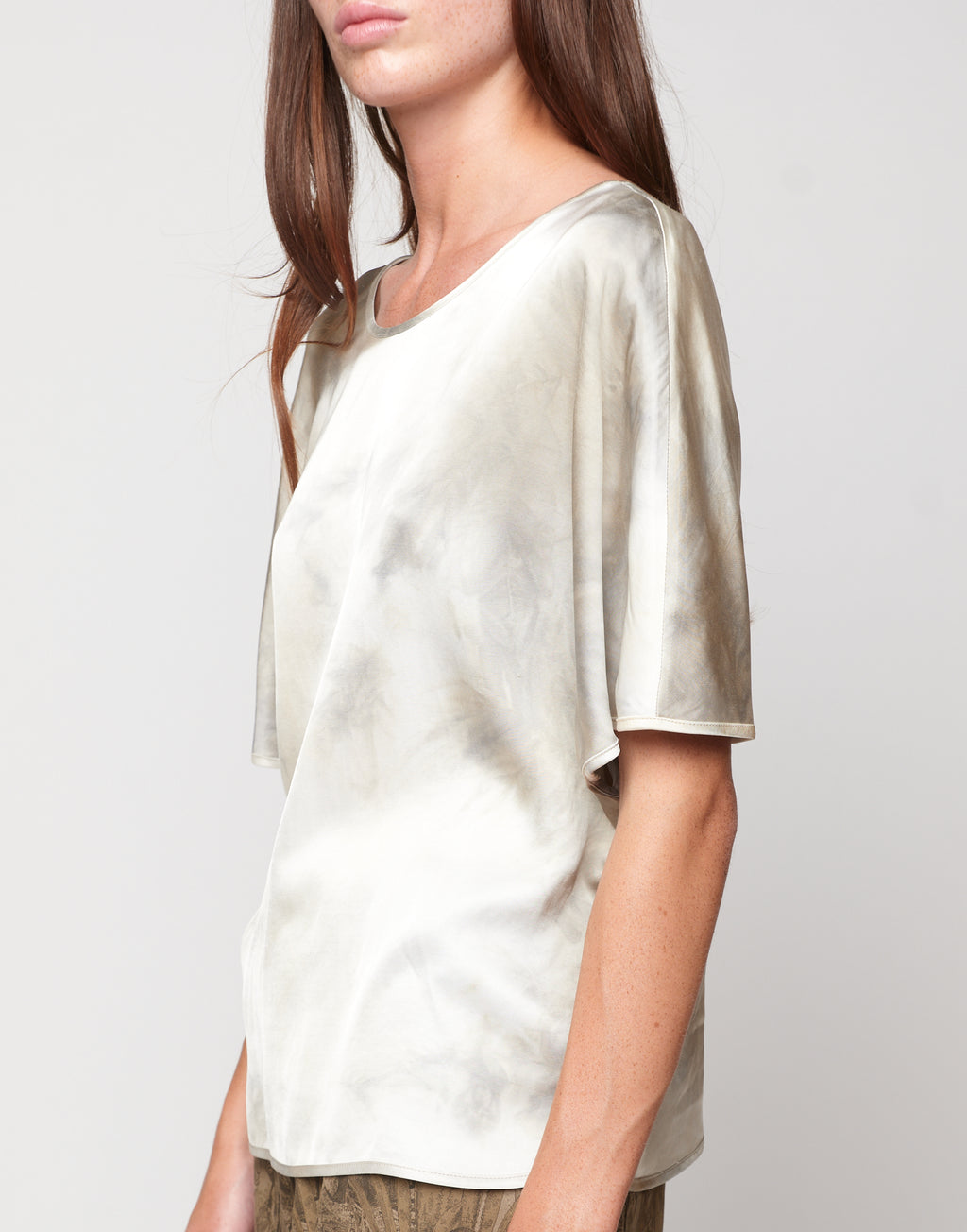 Blusa Kimono in Viscosa Tie-Dye Pomice