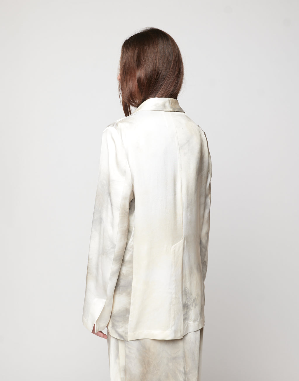 Giacca Smoking Decostruita in Viscosa Tie-Dye Pomice