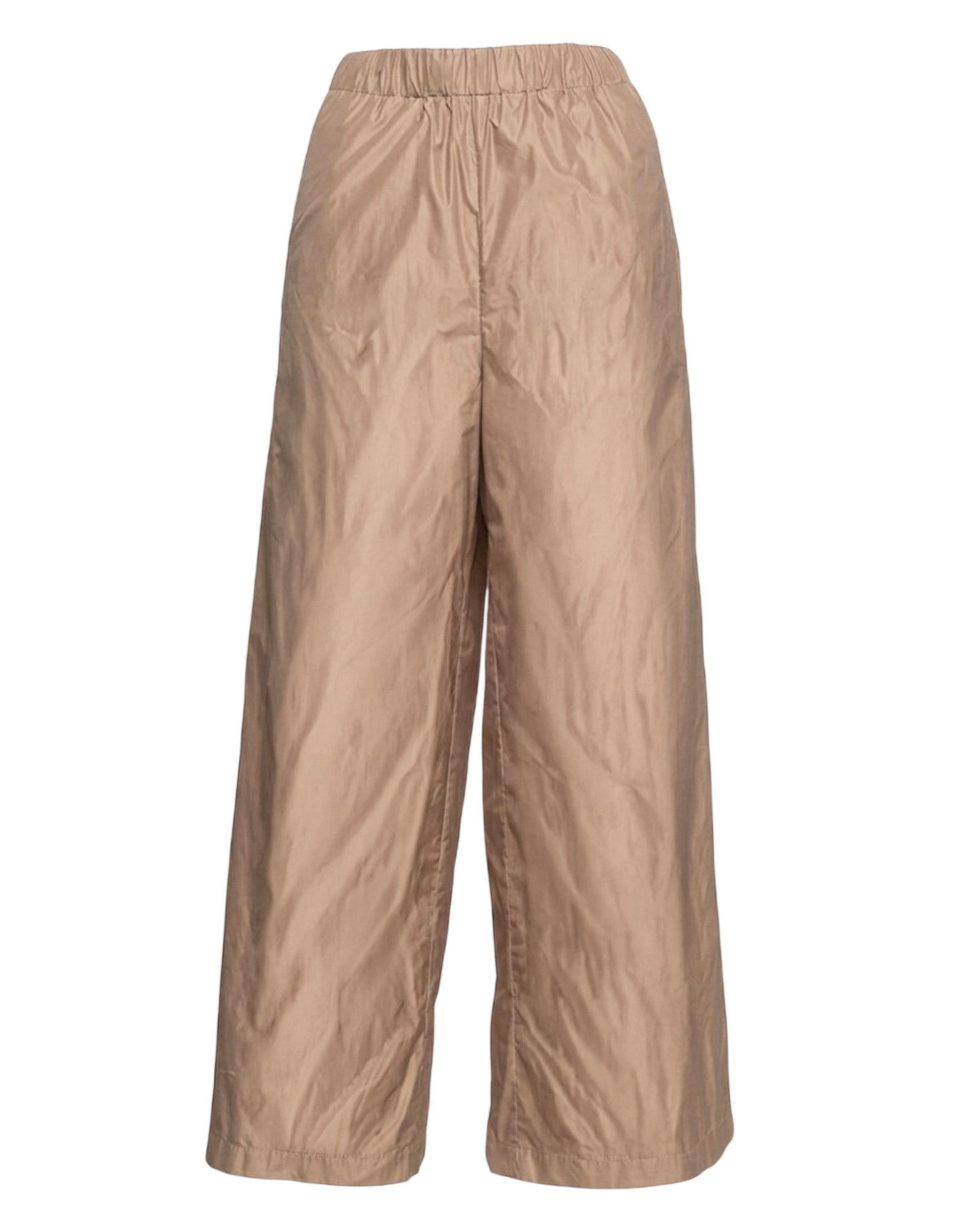 Pantaloni Wide-Leg in Taffetà Nude