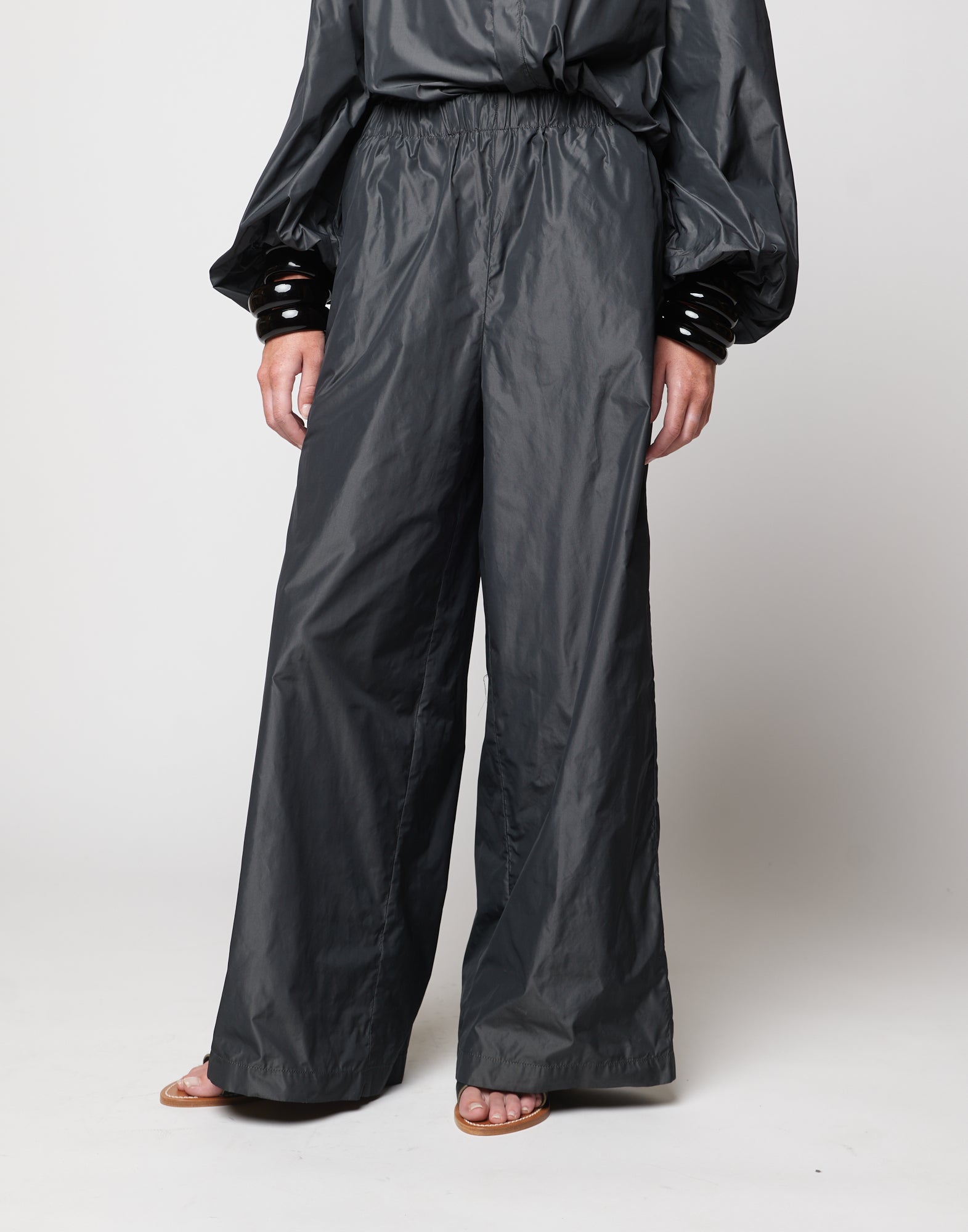 Pantaloni Wide-Leg in Taffetà Ghisa