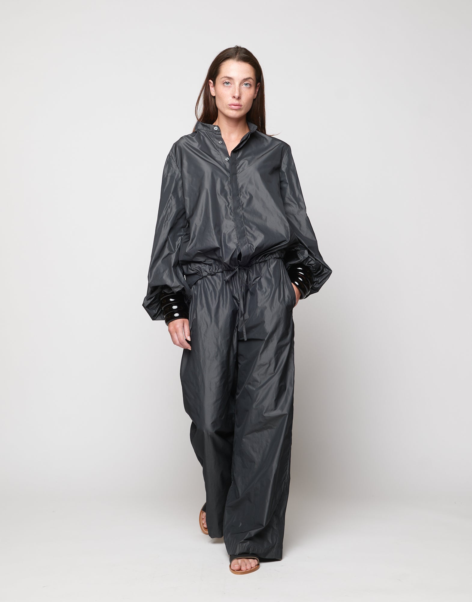 Pantaloni Wide-Leg in Taffetà Ghisa