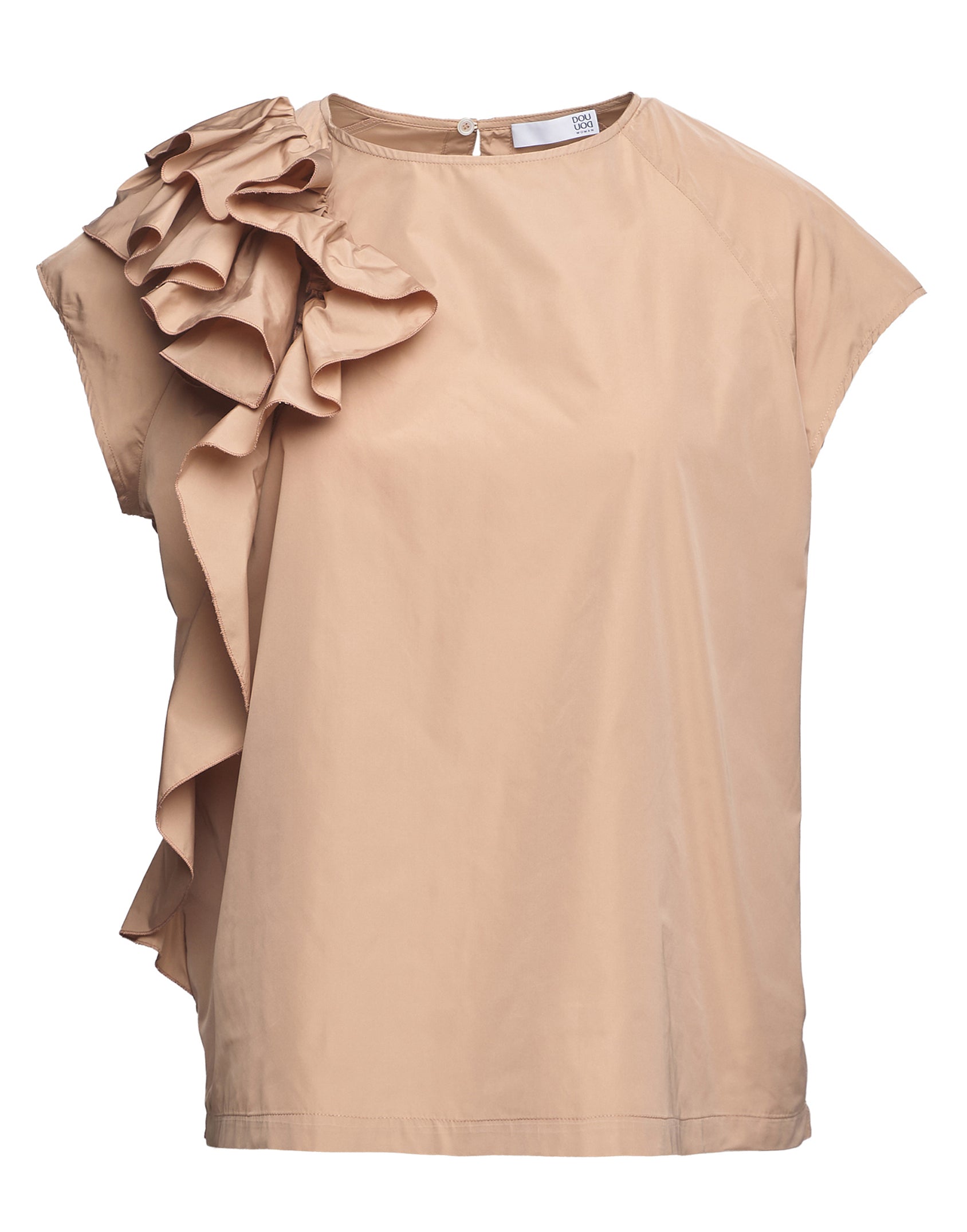 Top con Ruches in Taffetà Nude