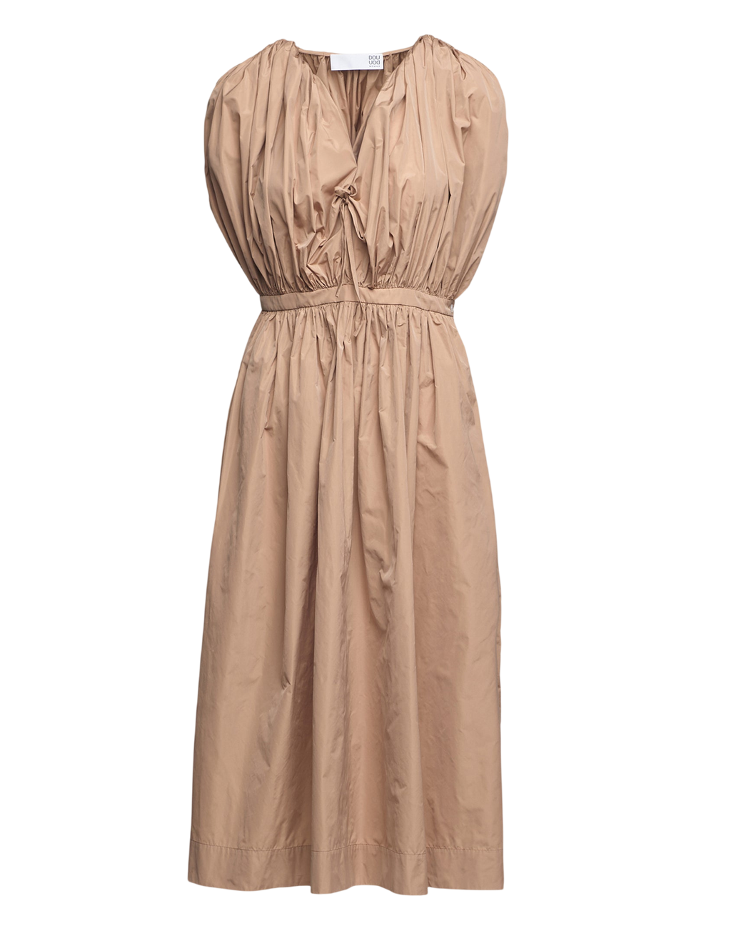 Nude Taffeta Ruched Dress
