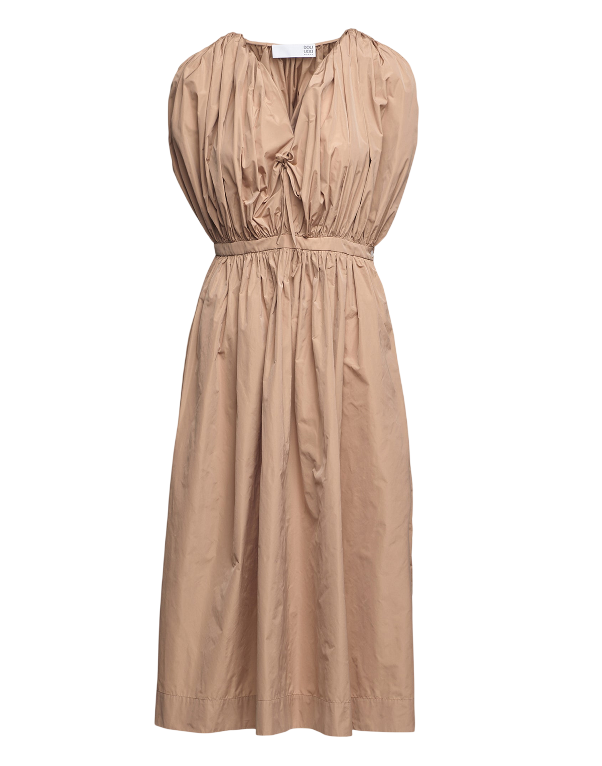 Nude Taffeta Ruched Dress