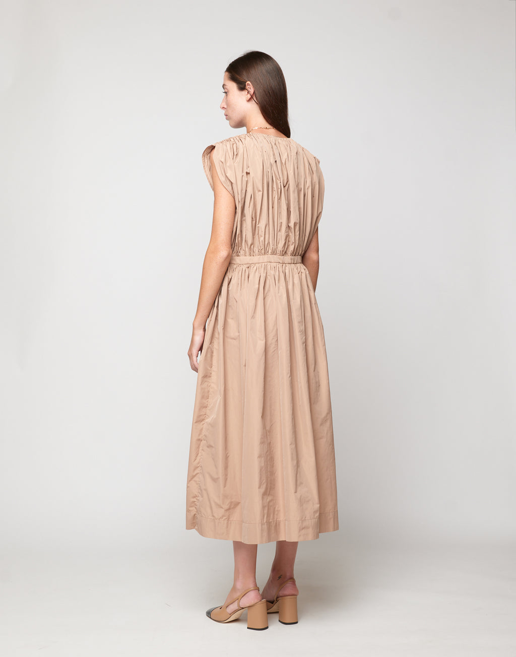 Abito Arricciato in Taffetà Nude