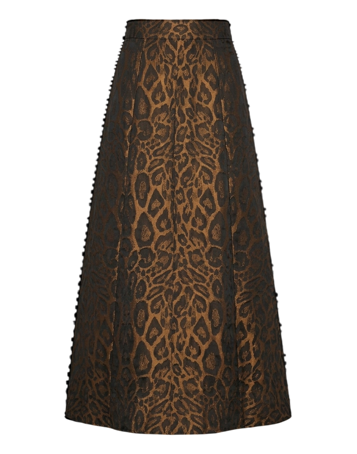 Long Jacquard Animal Print Taffeta Skirt