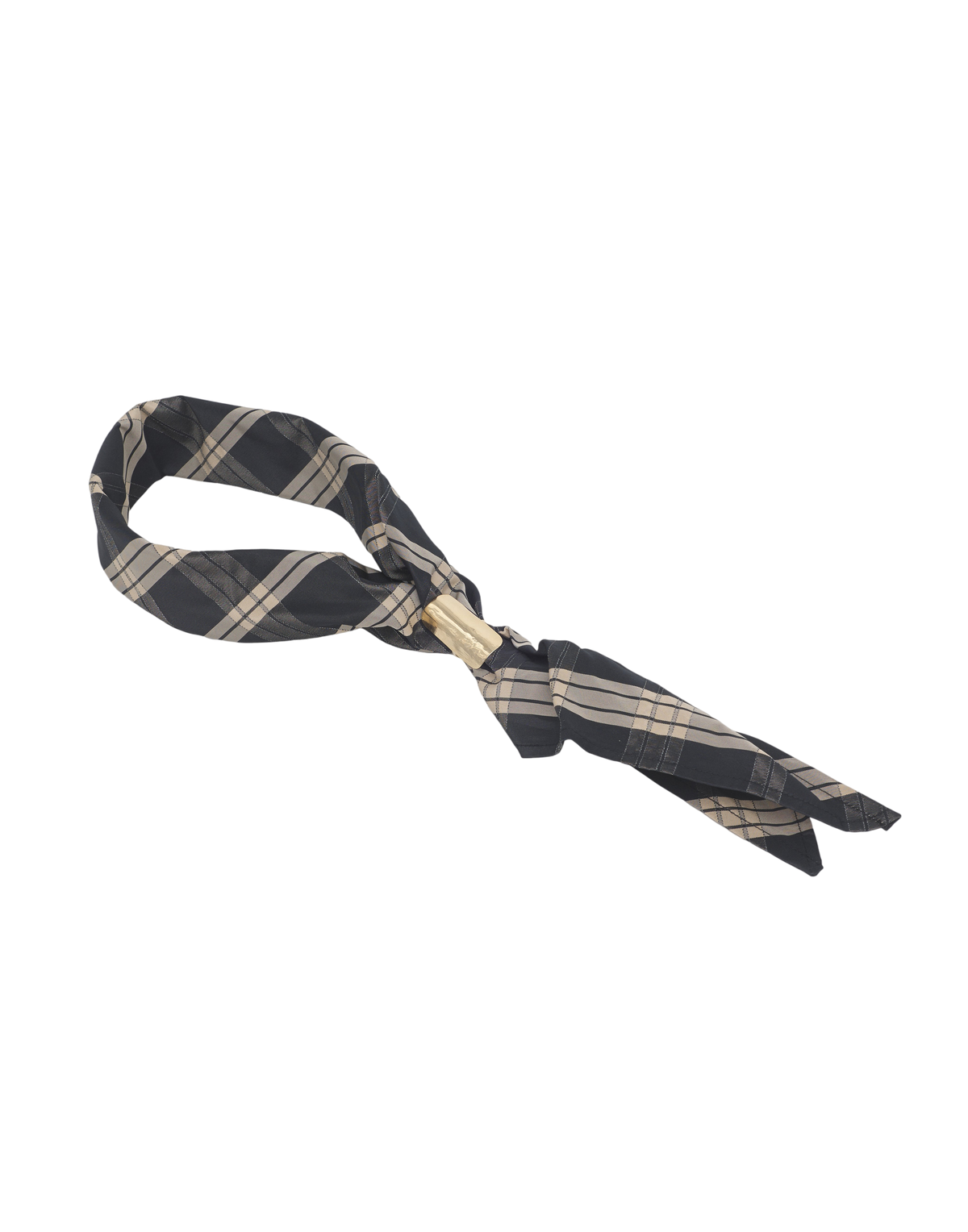 Black/Sand Madras Taffeta Triangle Scarf