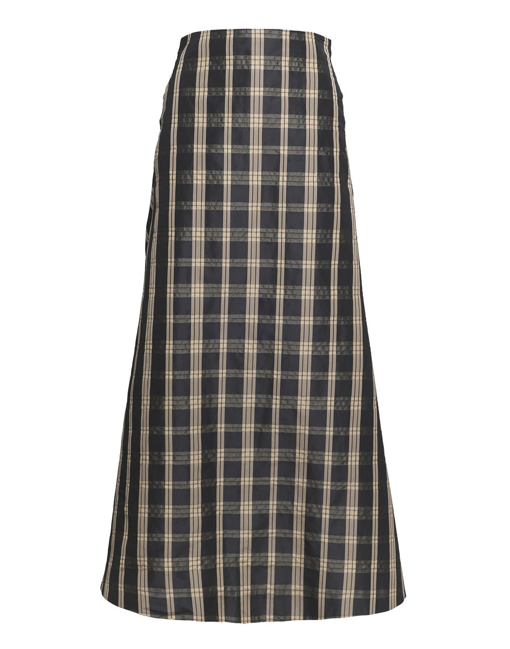 Gonna Lunga in Taffetà Madras Nero/Sabbia