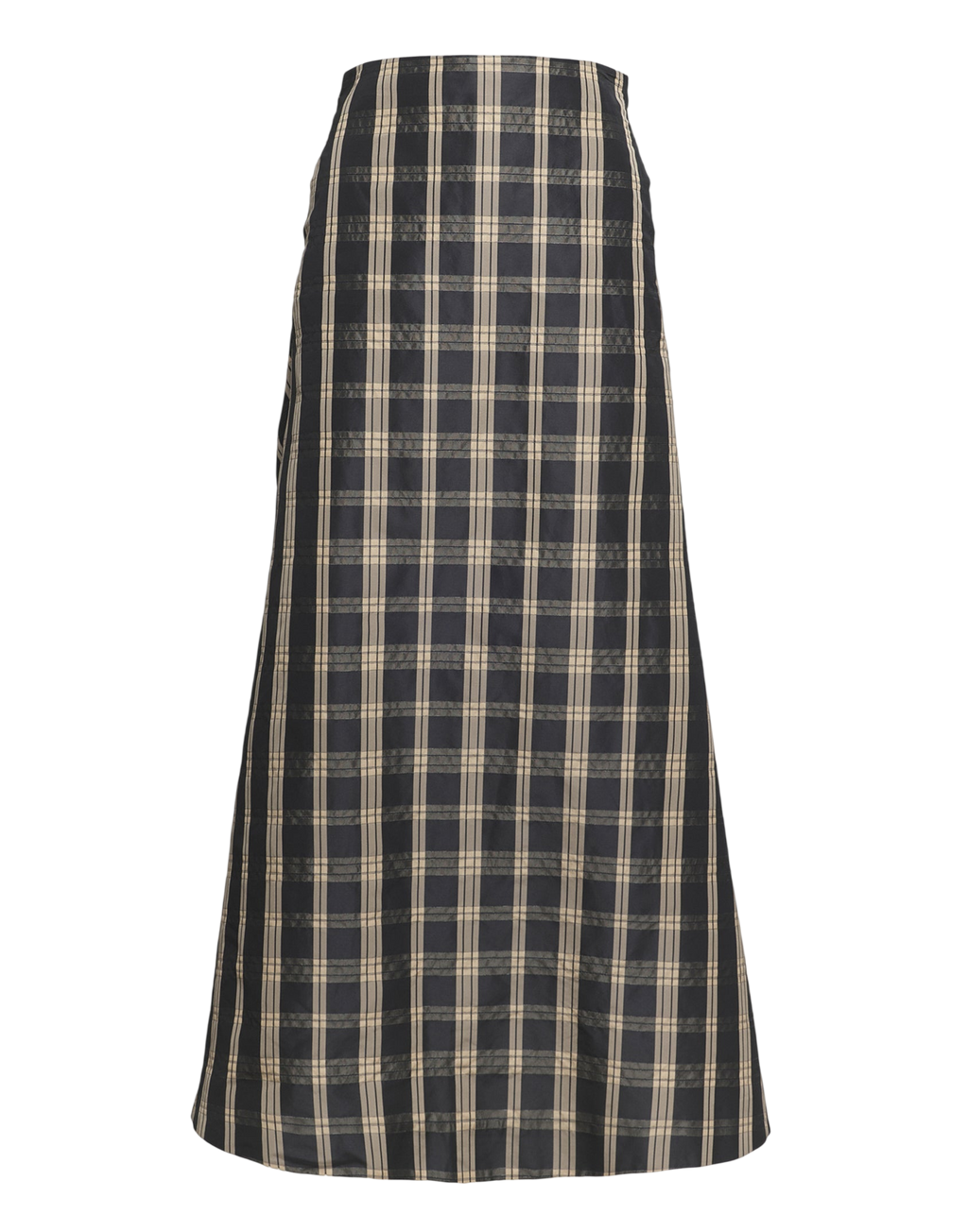 Jupe longue en taffetas Madras noir/sable