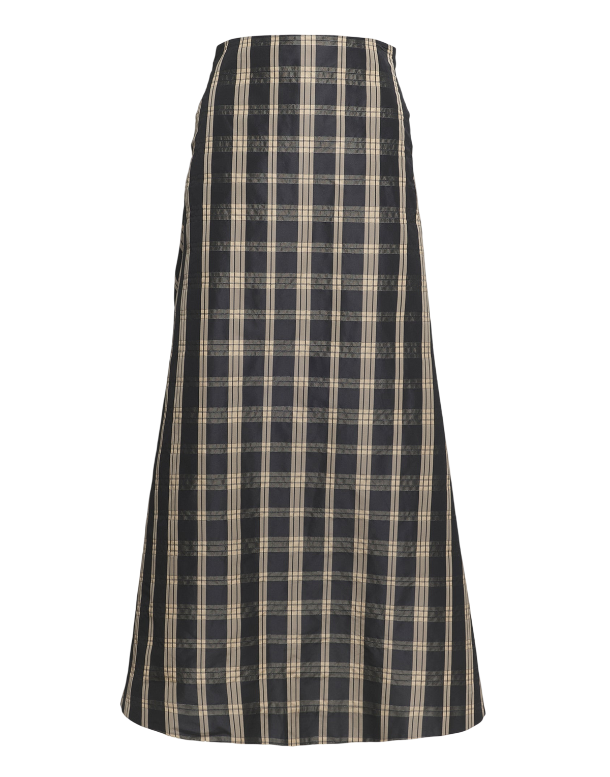 Jupe longue en taffetas Madras noir/sable