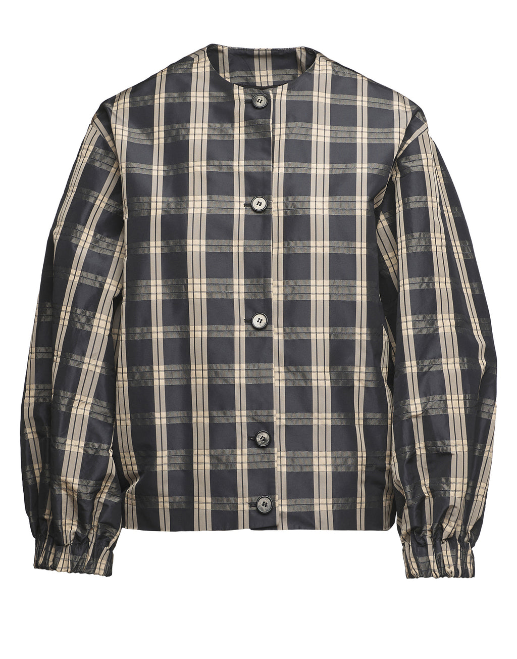 Bomber Foderato in Taffetà Madras Nero/Sabbia