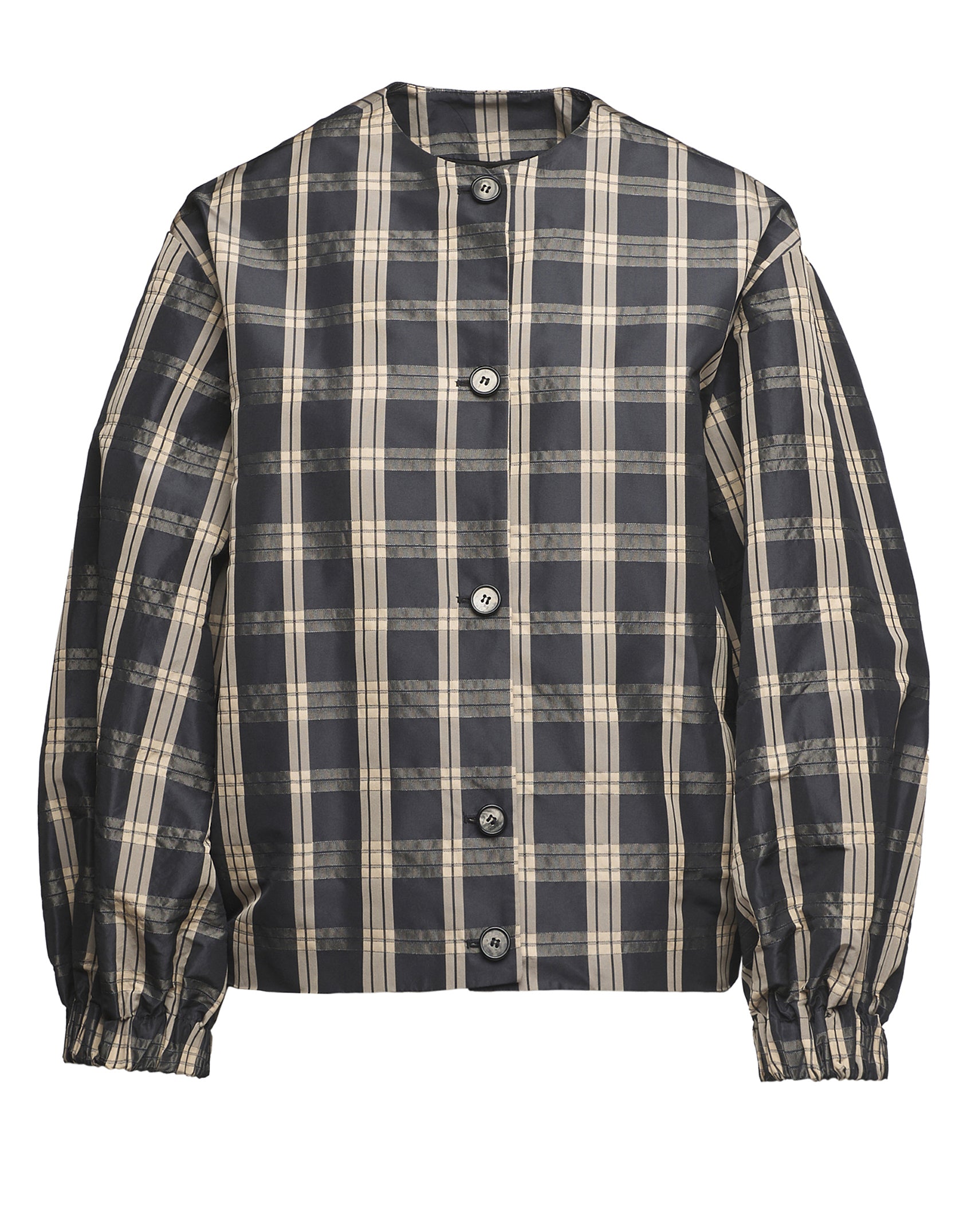 Bomber Foderato in Taffetà Madras Nero/Sabbia