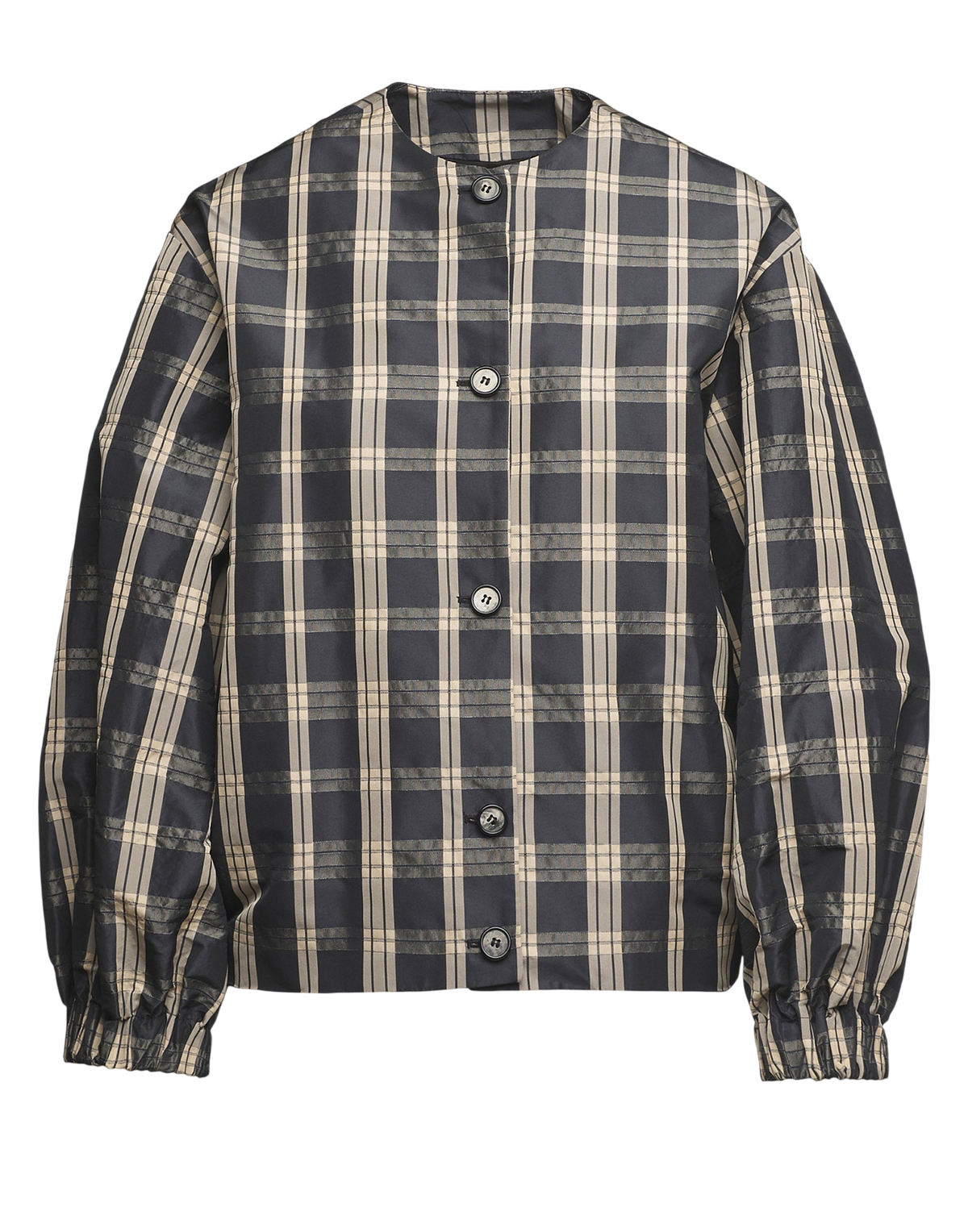 Black/Sand Madras Taffeta Lined Bomber Jacket
